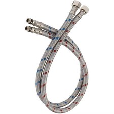 Faucet Supply Line Hose 24 32 In Braided Stainless 3/8 Compression M10 Water 2Pc