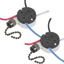 2PS Ceiling Fan Switch Zing Ear ZE-208s E89885 3 Speed 4 Wire 2 Piece, Black 
