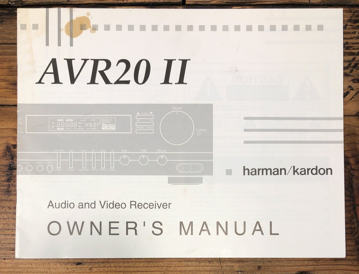 Harman Kardon Model AVR 20 MK2 Receiver Owners / User Manual *Original*