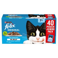 Senior Wet Cat Food 40x85g Mixed Flavour in Jelly Pouches Adult 7+ Felix Type 4.07 per kilo