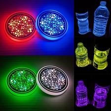 2 PCS LED Cup Holder Lights, 7 Colors Changing Cup Holder Coasters for Car,