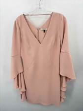 Pre-Owned Halston Pink Size 6 Shift Knee Length Long Sleeve Dress