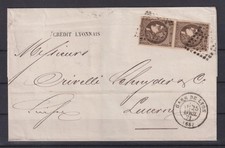 France Letter MEF Yvert 47c in Pair Lyon Photo Certificate Very Rare in Colour