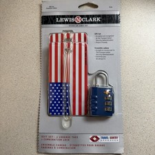 Lewis N Clark TSA 3-dial Combo Lock Blue TSA23BLUE  Gift Set W/ 2 Luggage Tags