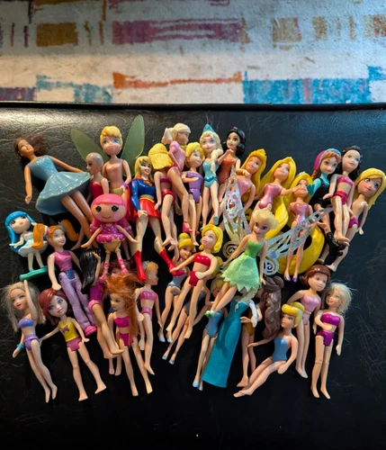Polly Pocket Lot of 30+ Figures and over 100 Clothes and Accessories - Disney!