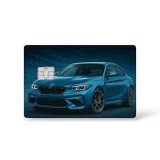Modern Blue Fast Car Credit Card Sticker Debit Skin Decal Cover