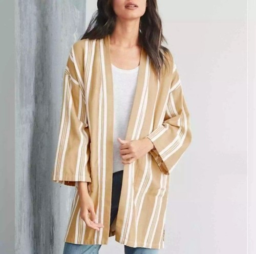 EILEEN FISHER Kimono-Jacke aus Bio-Baumwolle gestreift. Größe S/M