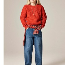 Crewcuts Girls Red Heart Cable Knit Sparkle Sweater CO956 Size S 6-7 NWT 90
