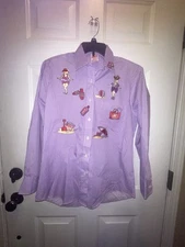 ROCKABILLY  50S STY RED HAT SOCIETY RUBY ELITE LADIES SHIRT  W LOTS OF APPS M LG