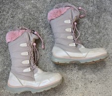 Lands End 511735 Girls Gray Pink Drawstring Calf Lace Up Winter Boots Size 5M
