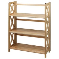 Montego 3-Shelf Folding Bookcase, Natural , 27.5" Wide