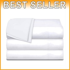 Classic White Cotton Twin Flat Sheets - 66x104 - Pack of 3
