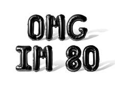 OMG IM 80 Letter Balloon Banner - DIY 80th Birthday Party Supply Decorations