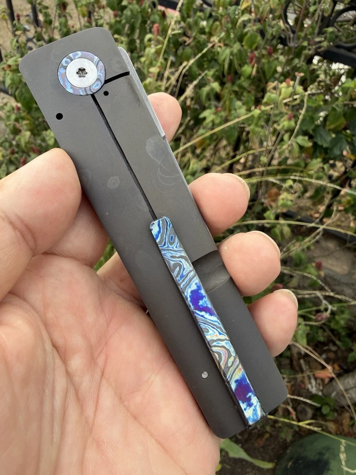 Old Dominion Knifeworks Custom Gent XL Timascus Kit Damascus Blade Knife ODKW - Image 3 of 4