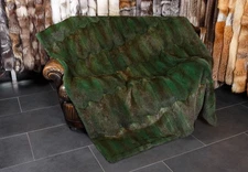 1402 Green Muskrat Fur Blanket Genuine Pelt Cover Real Fur Throw Musquash Furs