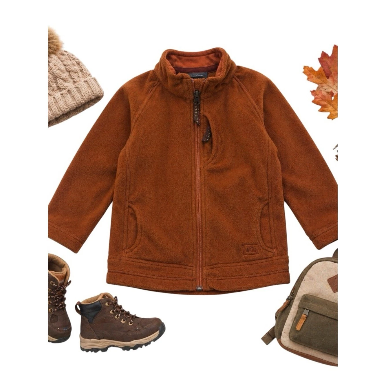 REI Kids Warn Fleece Jacket Rust Orange Full Zip Outdoor Toddler 4T Cozy in GUC