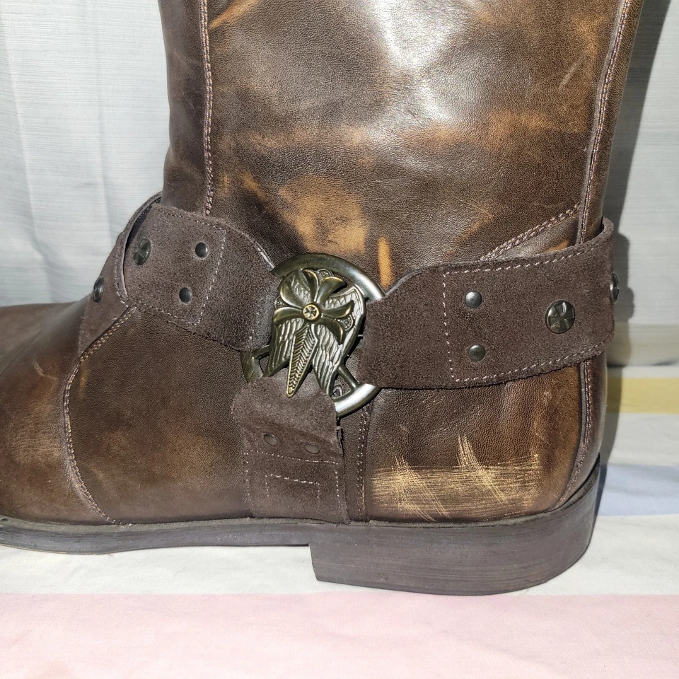 Lounge by Mark Nason U Rock 71762 Cross Leather Boots Men's Size 9 Dark Brown - Image 2 of 4