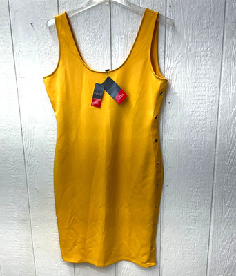 Bold Elements Dress Womens XL Jurassic Gold Bodycon Snap Side Stretch Curves New