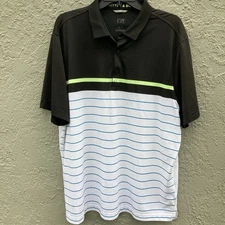 Cutter & Buck Shirt Men's Size 2XL Black White Polo Golf Outdoors Sports Preppy