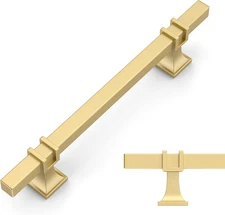 Amerdeco 10 Pack Brushed Gold Cabinet Pulls 5 Inch(128mm) Hole Center Drawer Pul