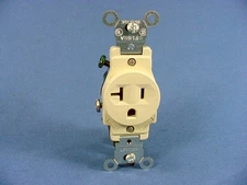 Leviton Ivory Commercial Single Outlet Receptacle 5-20R 20A 125V Bulk 5801-I