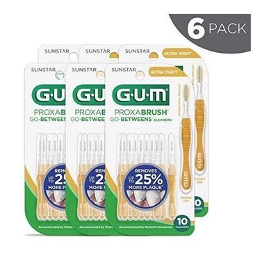 GUM Proxabrush Go-Betweens Cleaners Interdental Brushes Ultra Tight 10 count-6pk