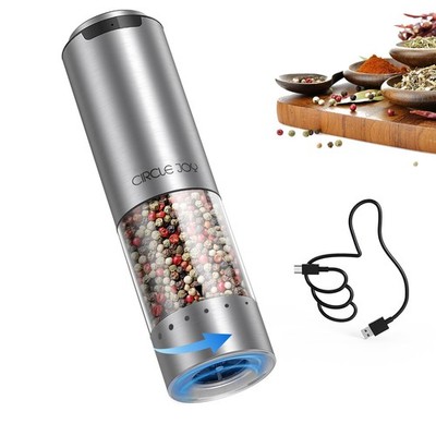 CIRCLE JOY Electric Pepper Grinder Stainless Steel Rechargeable 