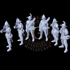 Spanish Arquebusiers X6: 28mm Medieval Wargame and Display Miniatures