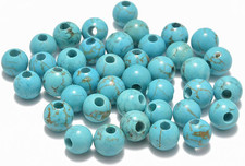 AD Beads Natural Gemstone 8Mm round Loose Beads Big Hole 2.5Mm Sized 40Pcs Blue