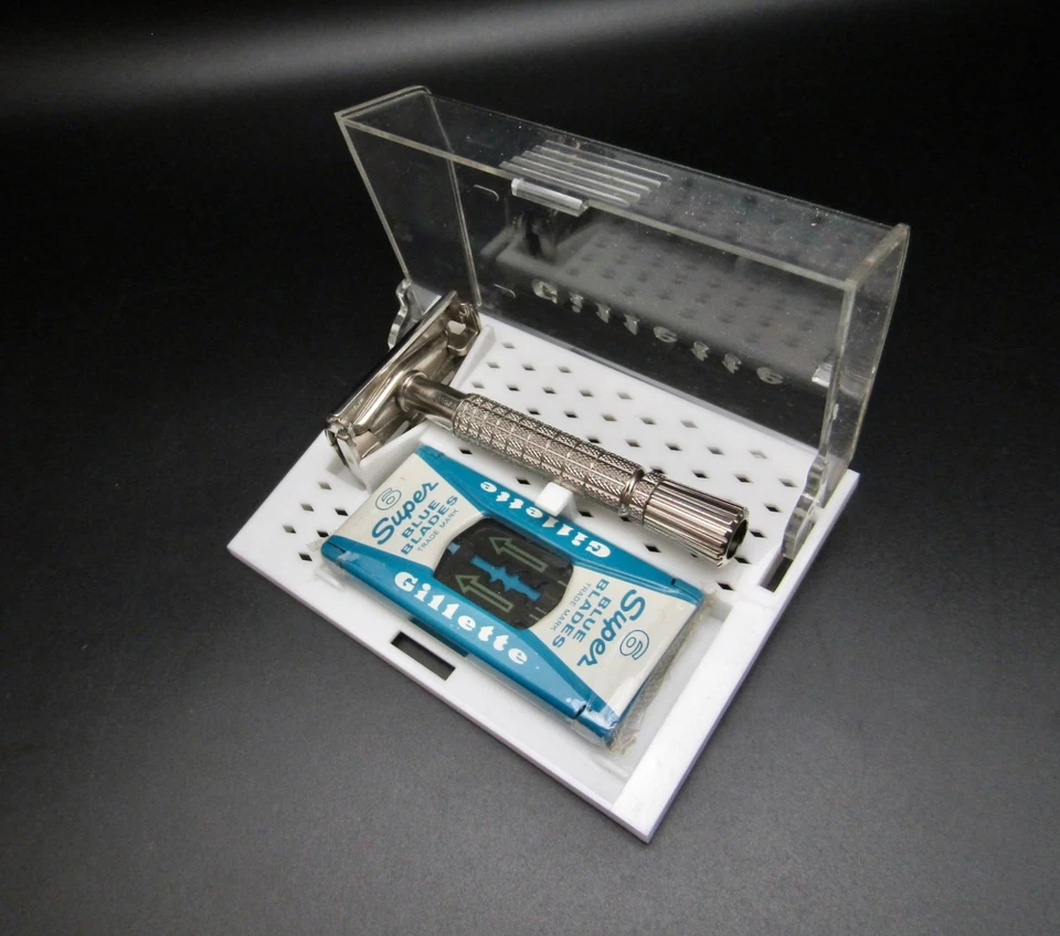 GILLETTE VTG FLARE TIP Nickel Plated TTO Razor  Made In USA 1962 H4 UNUSED COND. - Image 4 of 4