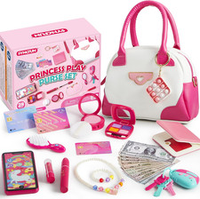 Play Purse Set for Little Girls, 27 PCS Princess Toy Set with Handbags, Makeup,