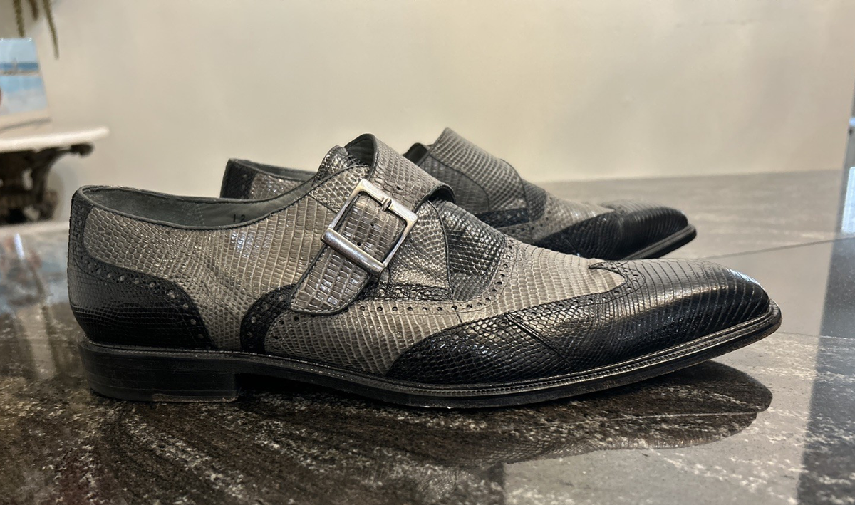Belvedere Genuine Lizard Wingtip Monk Strap Shoes Two‎ Tone Brown Mens 10.5 EUC Brown Lizard Monk Slip on Shoe - Spain - main image 2