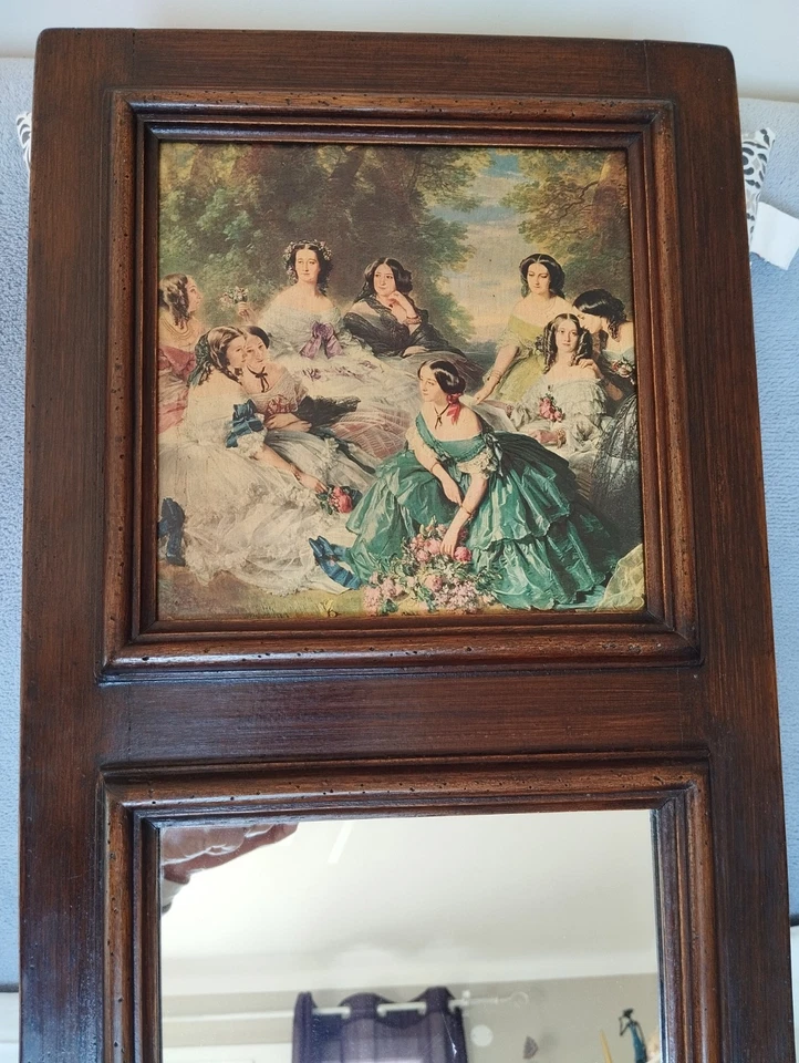 TRUMEAU BOIS ANCIEN - Miroir et peinture- - Photo 2/4