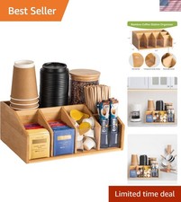 Bamboo Coffee Station Organizer for Countertop, Coffee Bar Accessories Organi...