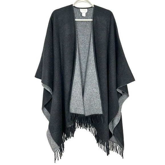 Vintage Talbots 100% Wool Blanket Poncho Women’s One Size Fringe Felted Classic