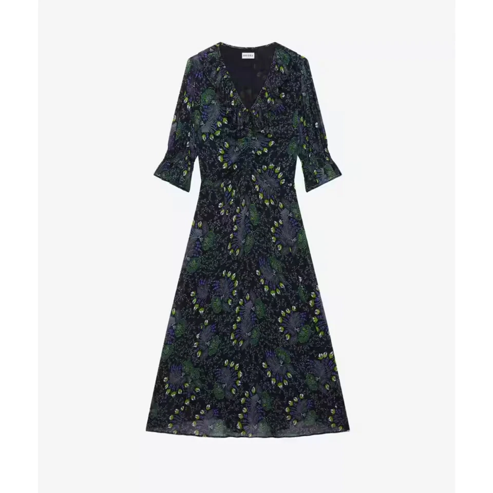 Vestido Floral Brora Seda Acanalado Mujer 10 Romántico Cottagecore Otoño Boho Boda Foto 4 de 4