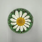 Vtg Murano KB Art Glass Milletiori Daisy Floral Design 3” Dome Paperweight