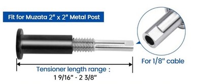 Muzata 1/8'' Invisible Black Hand Swage Tensioner CB40 - Per Piece