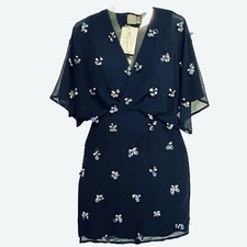 ASOS Wrap Dress 8 Flutter Sleeve Embellished Beaded NWT Cocktail Wedding Holiday