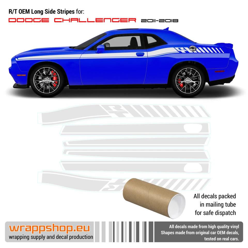 Rayas laterales largas RT para Dodge Challenger 2011-2024 Foto 3 de 4