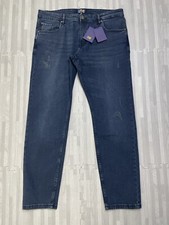 Cavalli Class Slim-Straight Jeans Blue Denim Men Size 36 Stretch Distressed 295