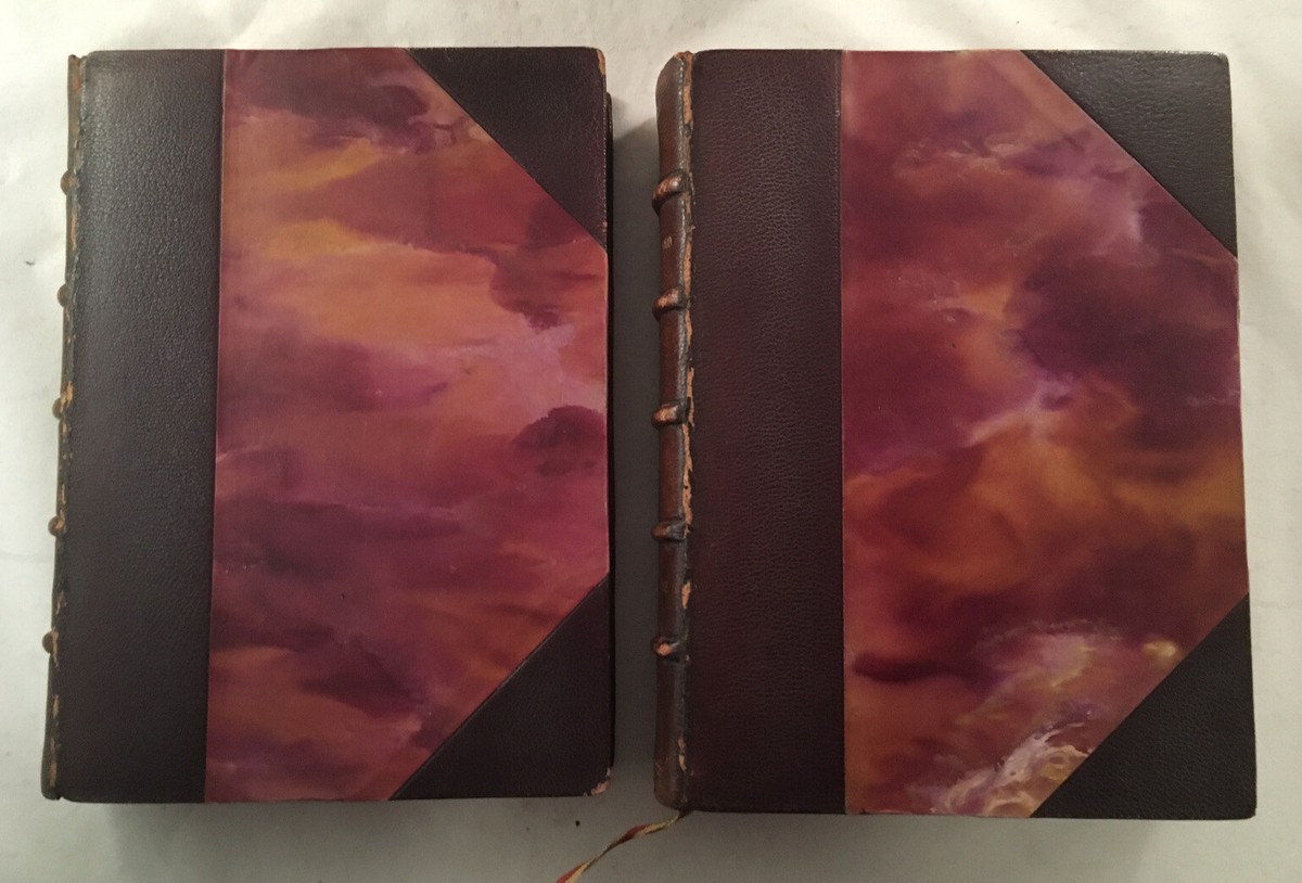 ANTIQUE FRENCH LEATHER BOOK SET ROMAIN ROLLAND JEAN-CHRISTOPHE