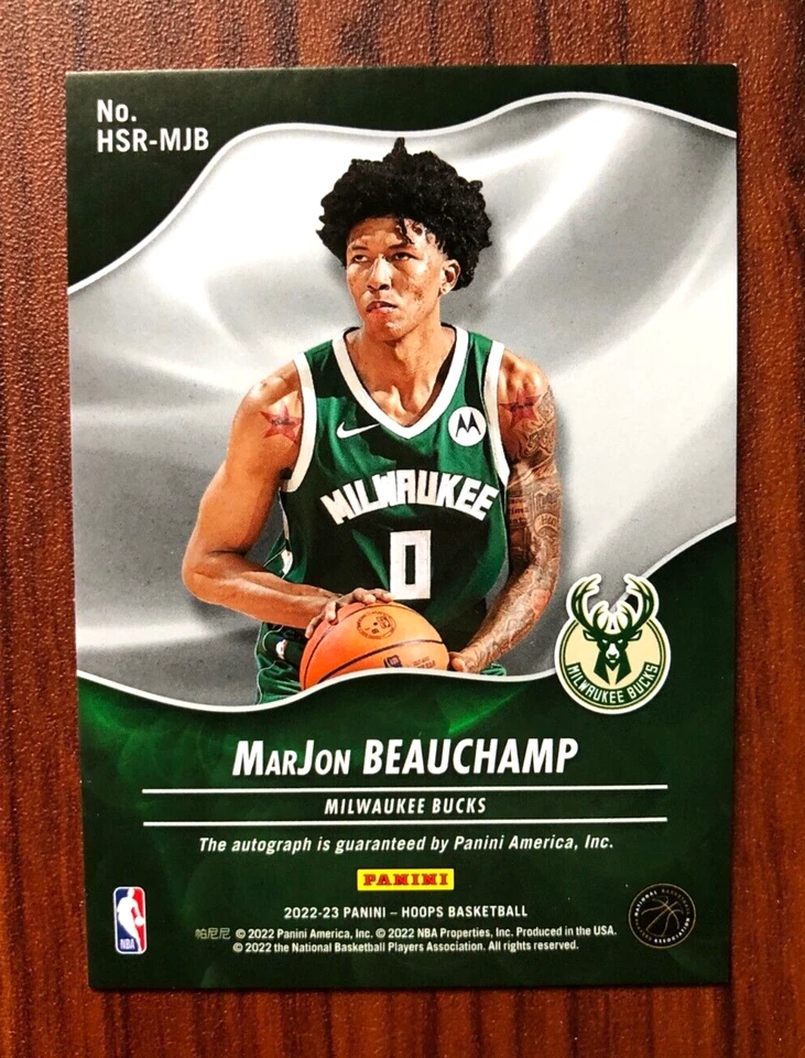 2022-23 NBA Hoops MarJON BEAUCHAMP Hot Signatures Green Parallel Rookie Auto RC - Image 2 of 2