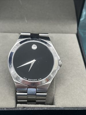 Movado Serio 01 14 1169 Black Face Steel 40 mm Swiss Quartz Men's Watch 