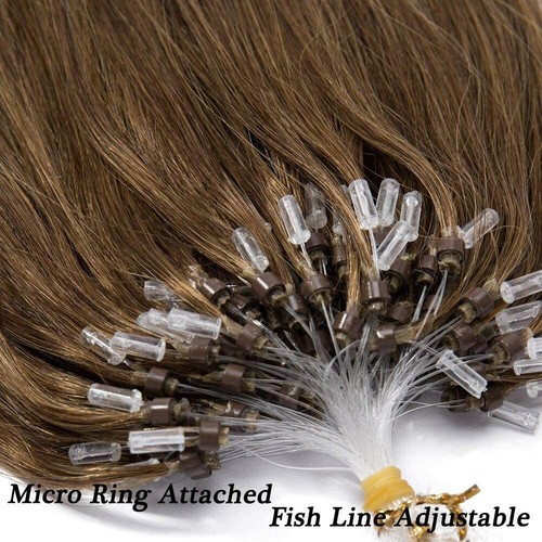 Micro Link Human Hair Extensions Micro Ring Loop Beads Tip Real Remy Human Hair - Picture 32 of 69