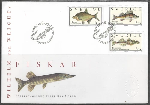 Sweden Sverige FDC 2001 Fish Perca fluviatilis Abramis brama