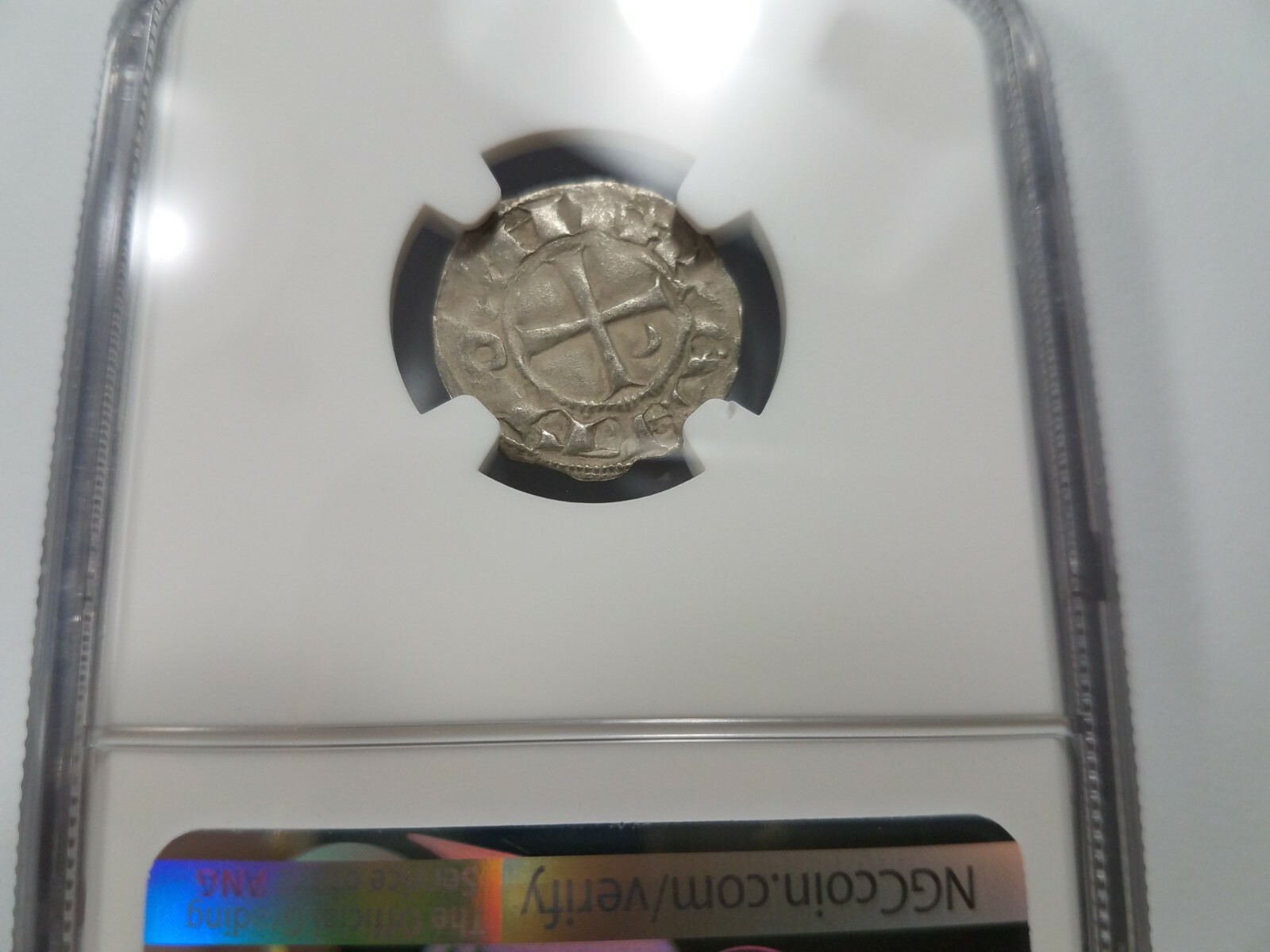 Antioch Bohemond III NGC AU 53 Silver Denier Knights Templar Crusader Holy Cross