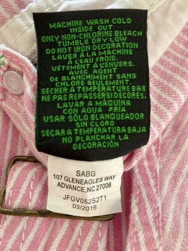 Adorable Girl's 4T "John Deere" Pink & White Striped Bib Overalls - Exc! - Picture 7 of 7