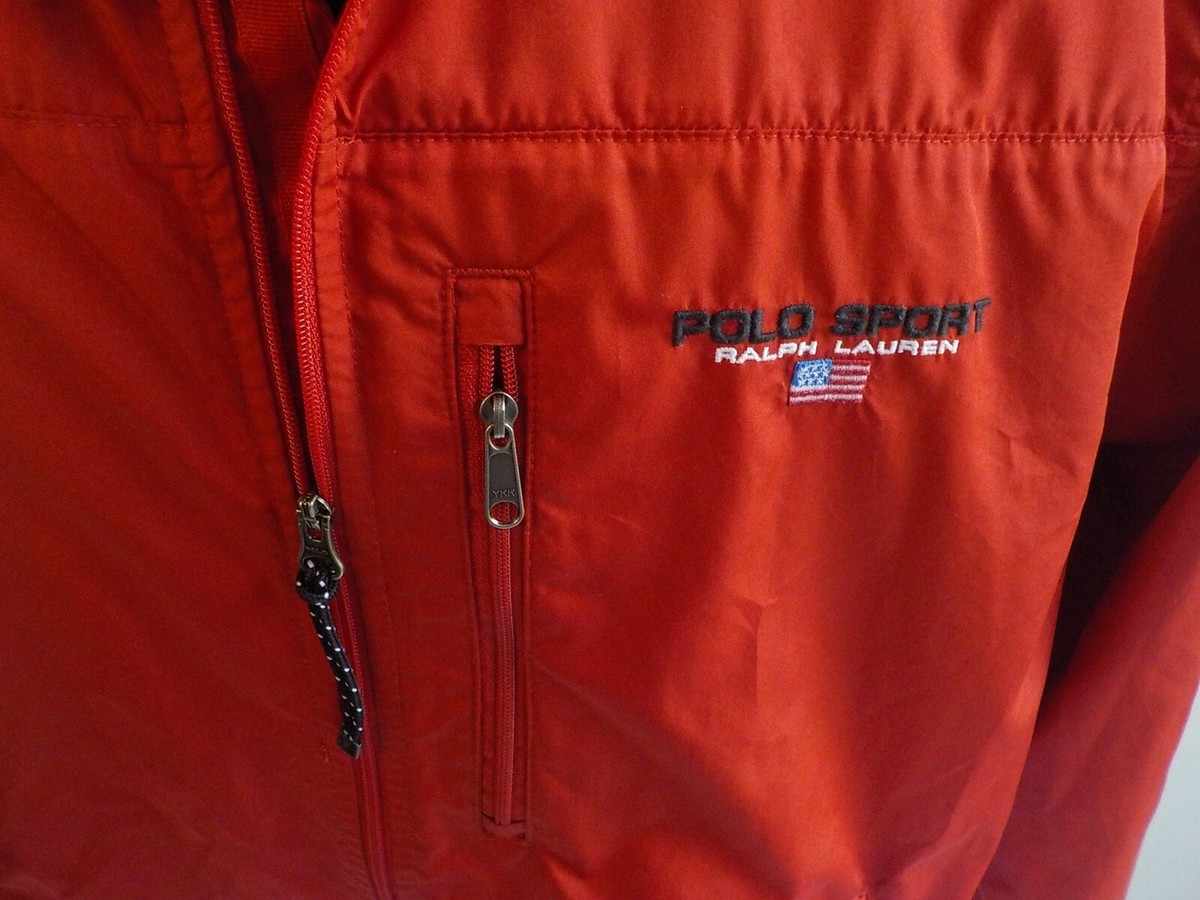 VTG. POLO SPORT Ralph Lauren Zipper Front Windbreaker Jacket Red