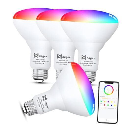 Smart Light Bulbs 4 Pack, Bluetooth Smart 4 Count (Pack of 1) Br30 Smart Bulb-image
